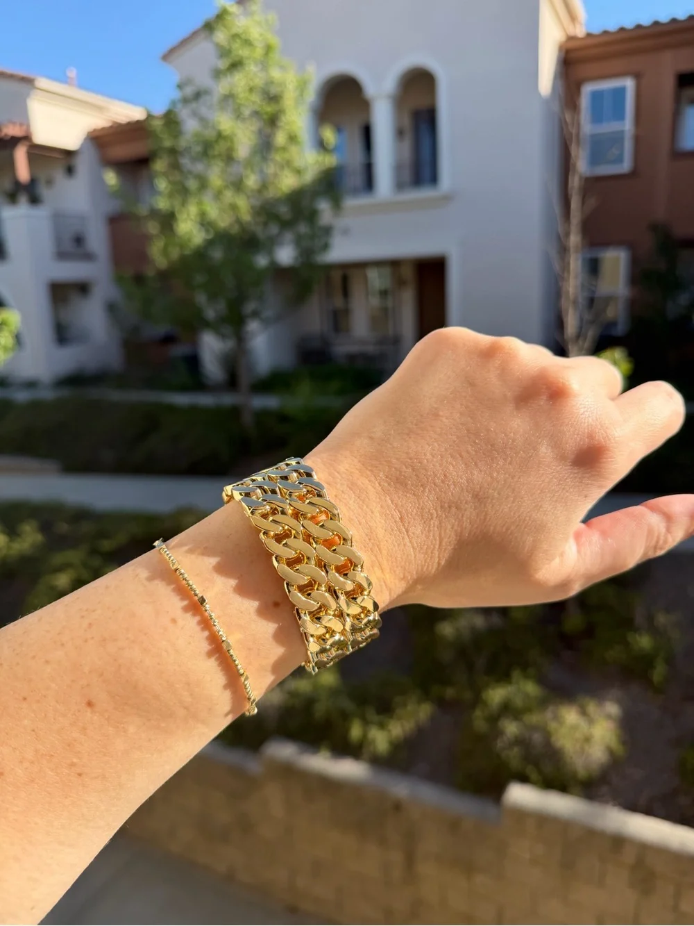 Chunky Gold Link Curb Bracelet - Polished Chain Bracelet
